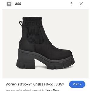 UGG Brooklyn Chelsea Boots Womens Size 8 Black Water Resistant Ankle Leather
